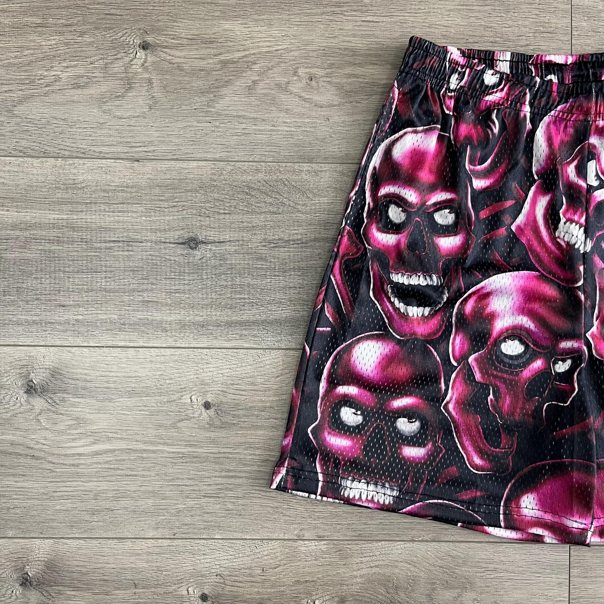 RED SKULL MESH SHORTS-8731 - RDMCLOTHINGART
