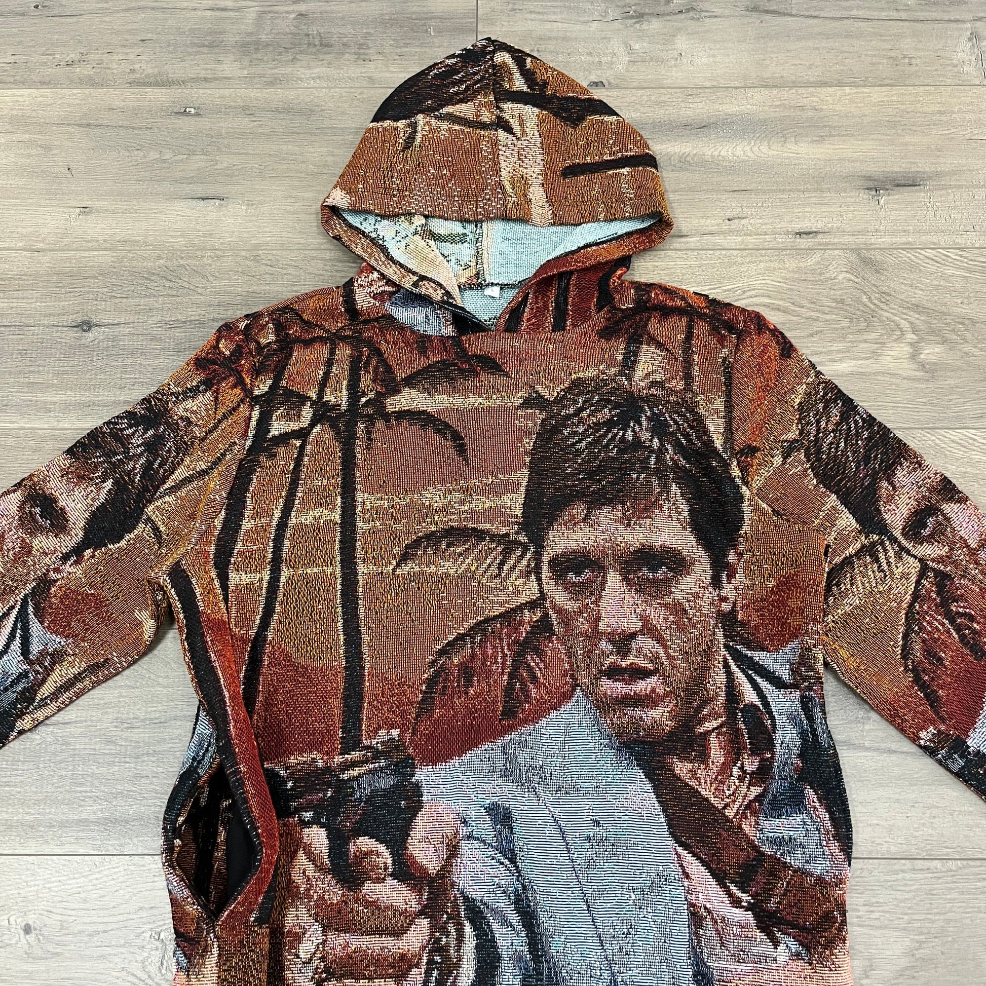 TONY MONTANA TAPESTRY HOODIE - RDMCLOTHINGART