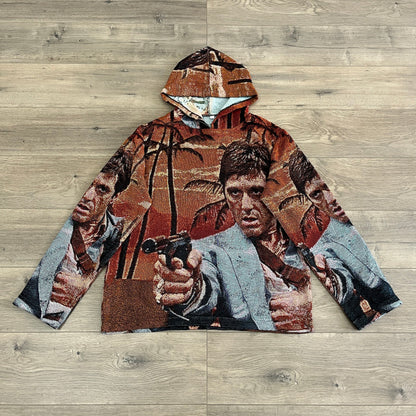 TONY MONTANA TAPESTRY HOODIE - RDMCLOTHINGART