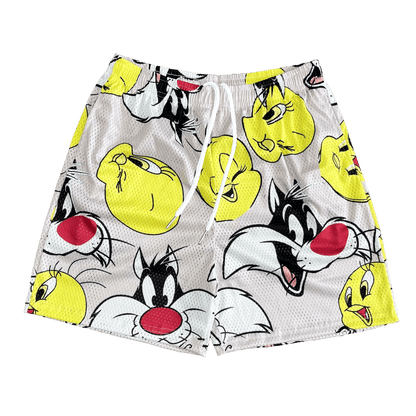 TWEETY AND SYLESTER MESH SHORTS-8610 - RDMCLOTHINGART