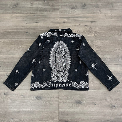 VIRGENCITA BLACK TAPESTRY JACKET - RDMCLOTHINGART