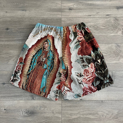 RDMCLOTHINGART tapestry hoodie VIRGENCITA TAPESTRY SHORTS