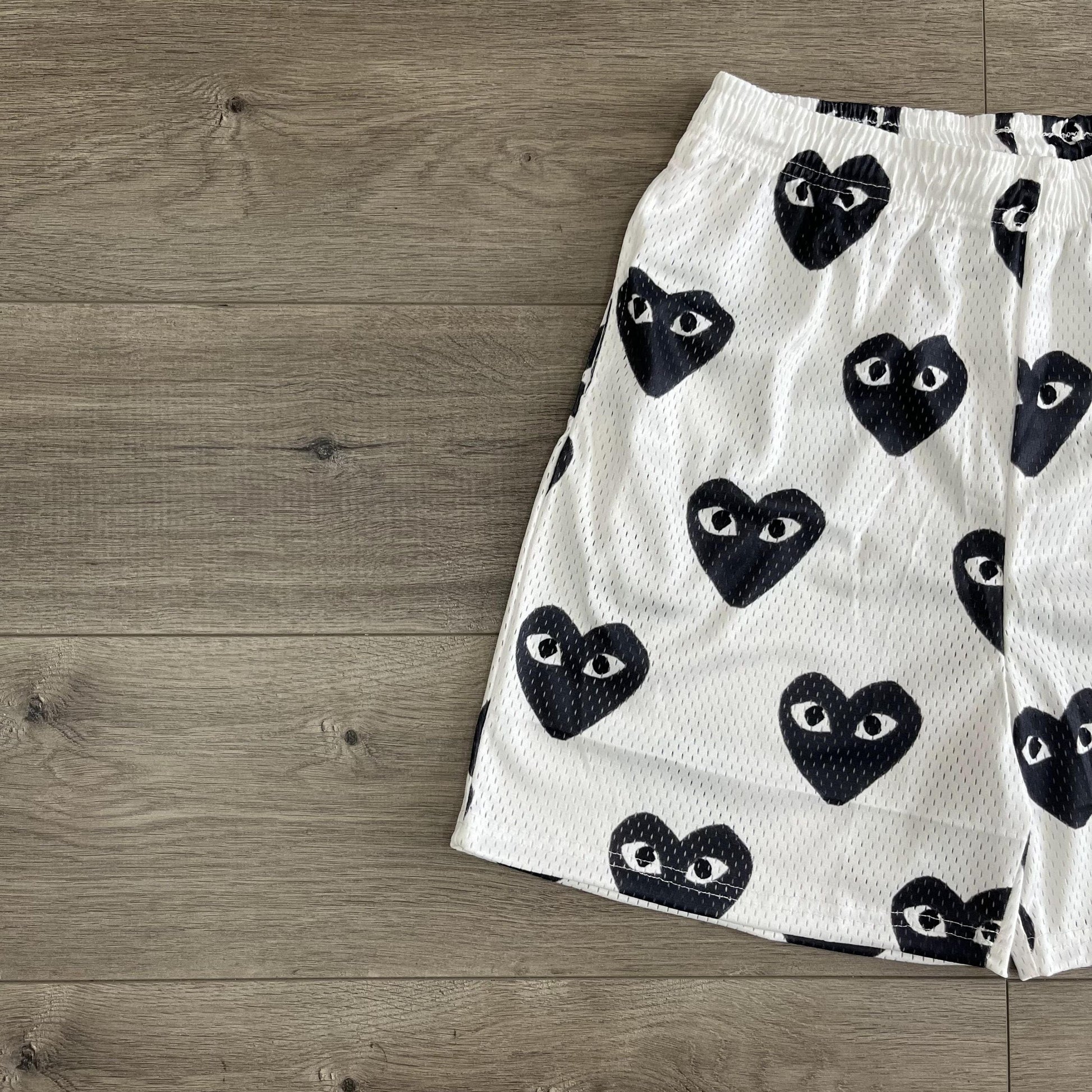 WHITE CDG MESH SHORTS-8714 - RDMCLOTHINGART