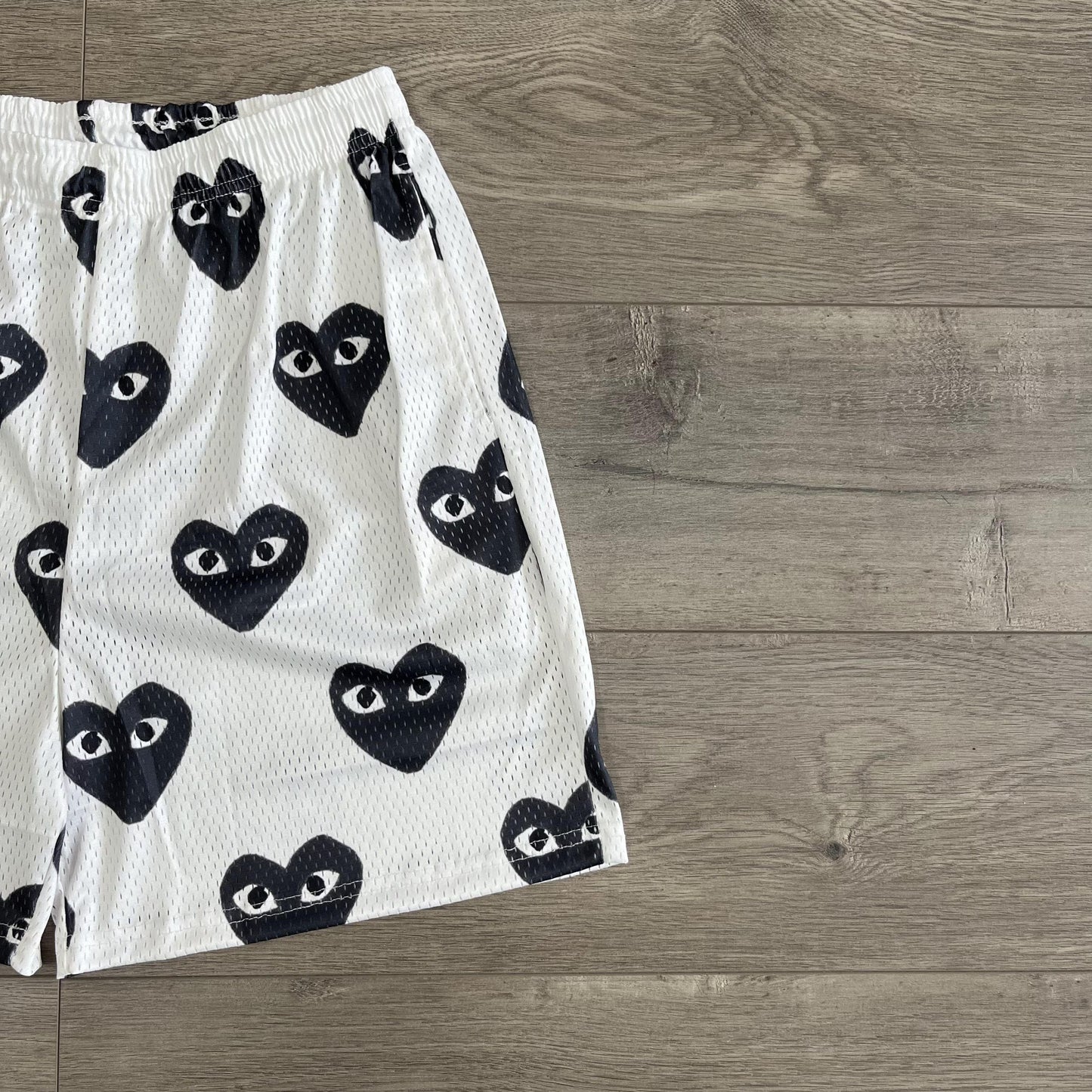WHITE CDG MESH SHORTS-8714 - RDMCLOTHINGART